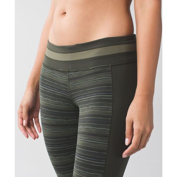 Lululemon Give Me Qi Crop Leggings Green Stripe Size 6 - Picture 3 of 11